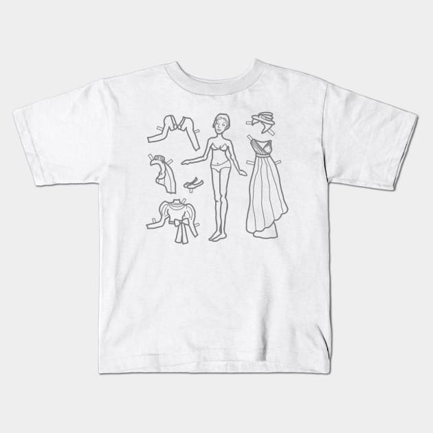 Paper Doll Sketch - Neo-Classical Clothes Kids T-Shirt by LochNestFarm